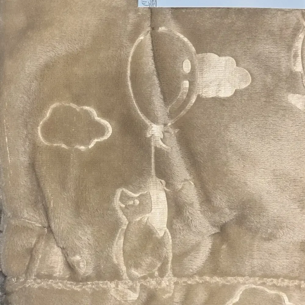 Winnie the Pooh Bear Collection Embossed Balloon Lovey Plush Baby Blanket Beige